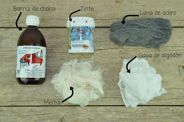 materiales barniz muñequilla