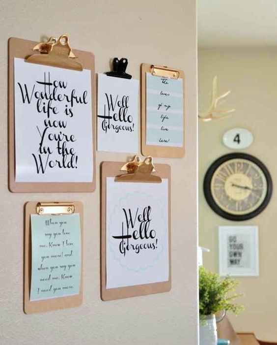 decoracion clipboards madera