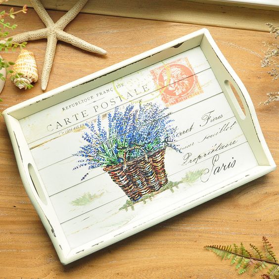 decorar bandejas con decoupage