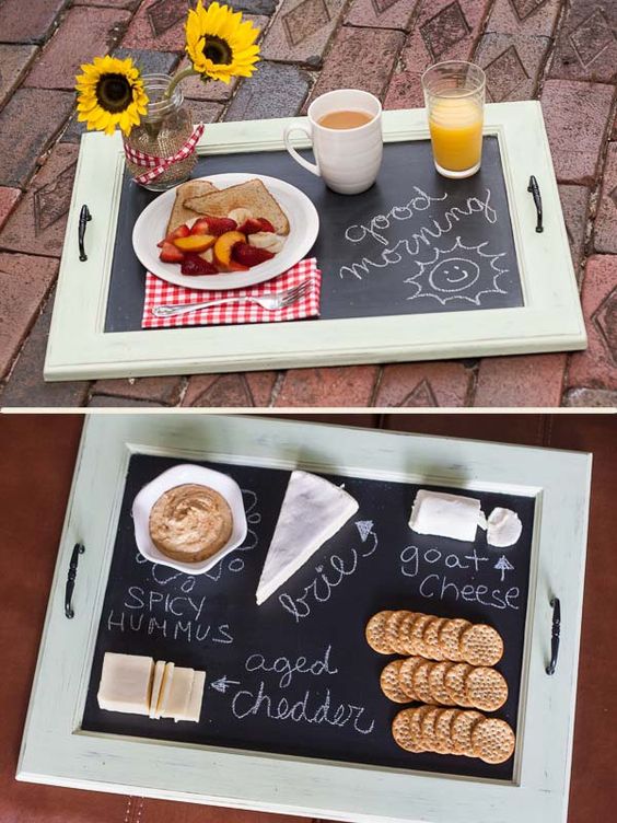 decorar bandejas con pizarra