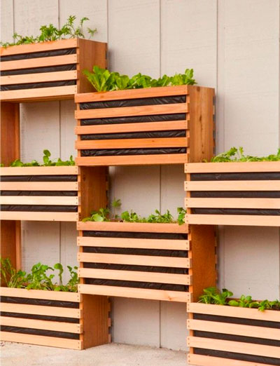 caja de madera maceta