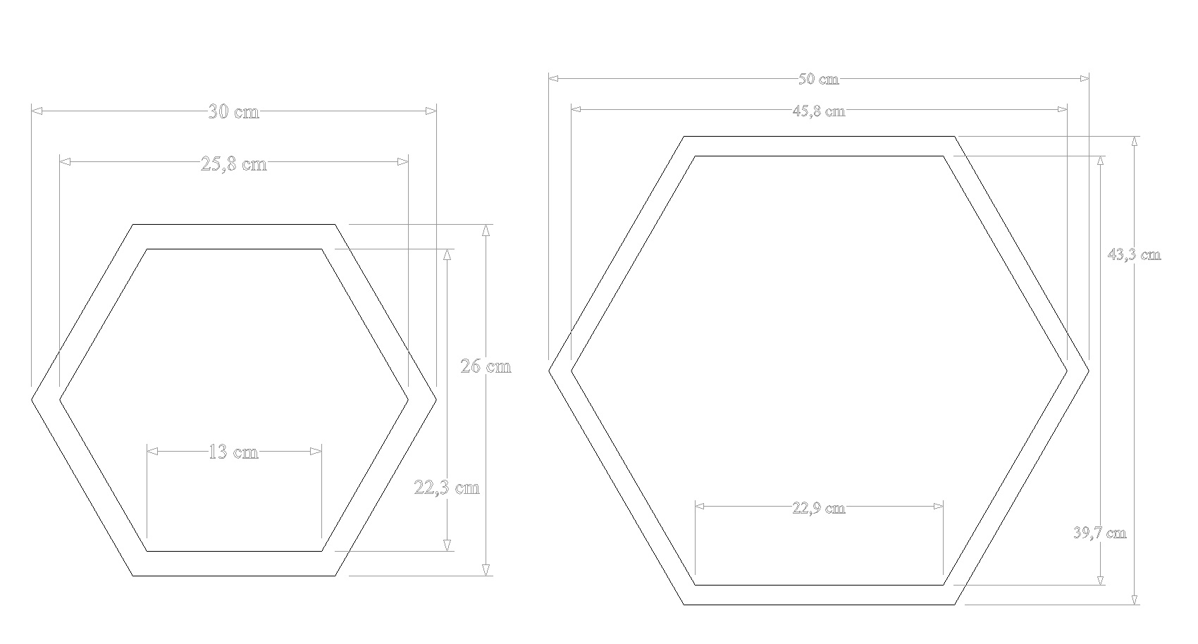 medidas estanes hexagonales