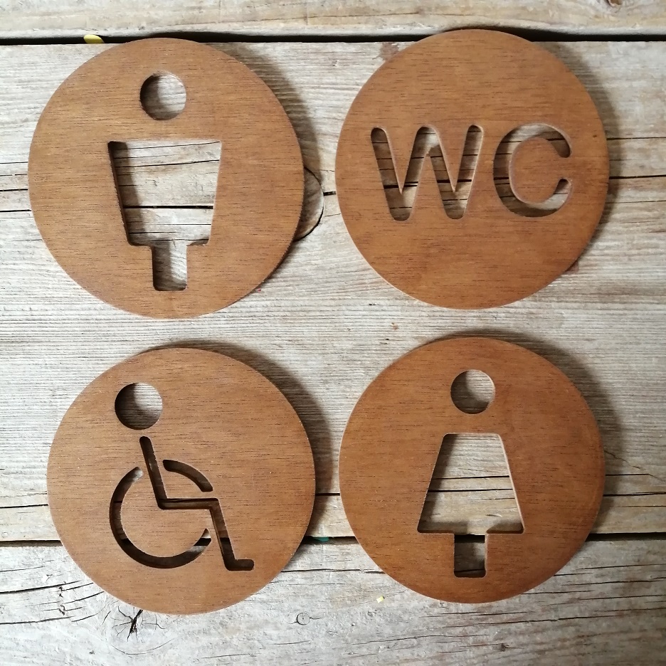 cartel madera wc