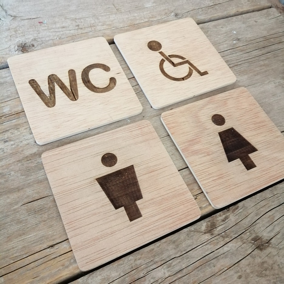 cartel madera wc