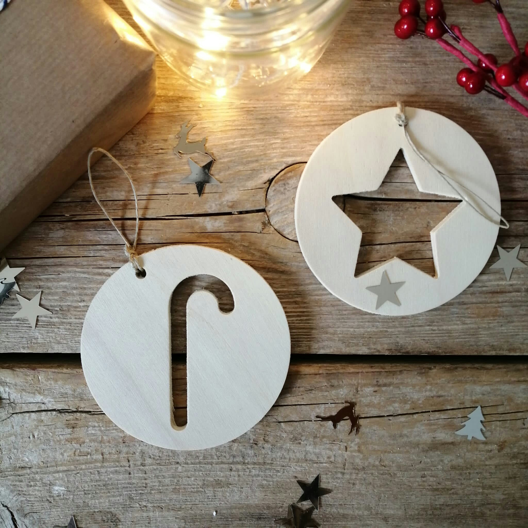 Adornos navideños bolas de madera
