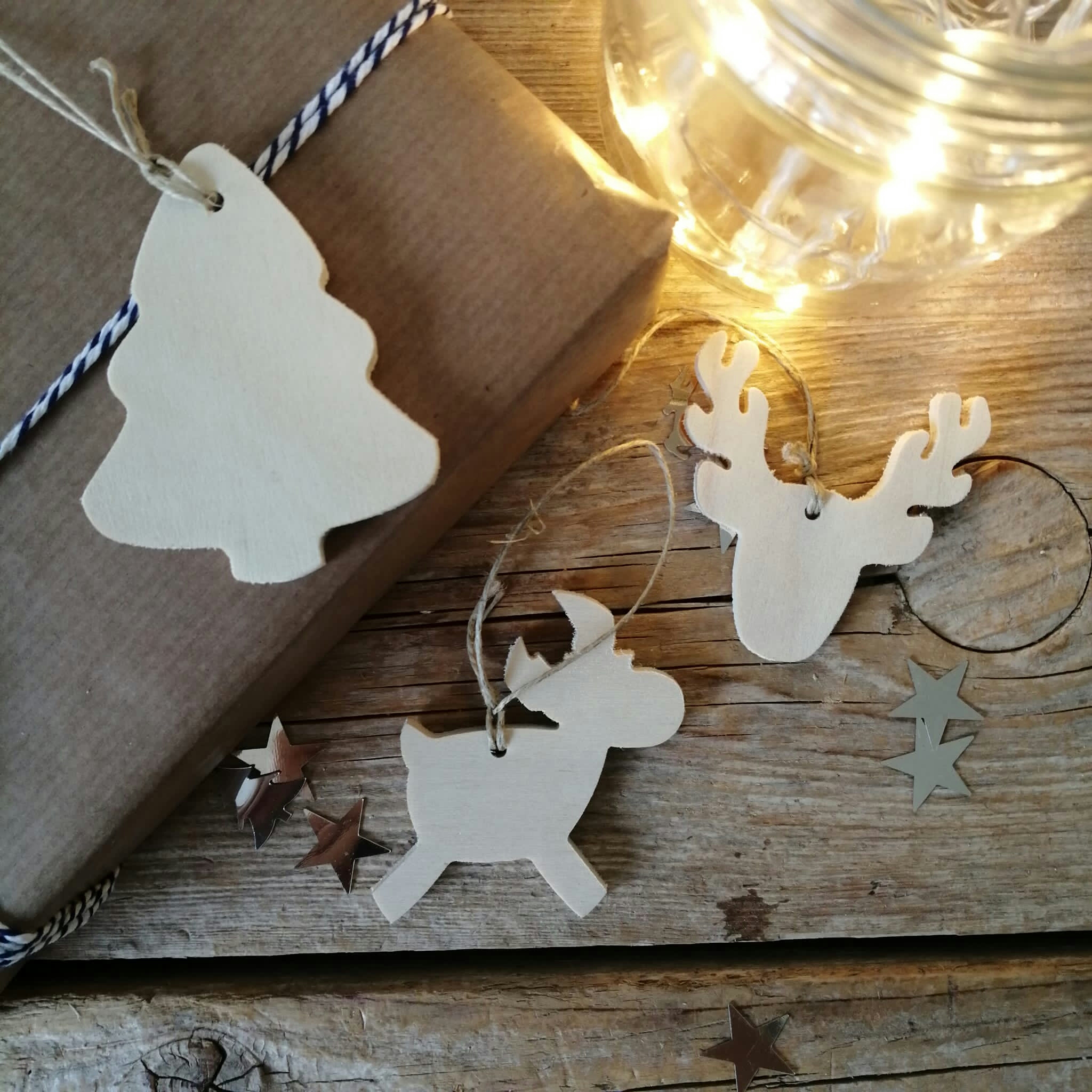 siluetas navideñas de madera
