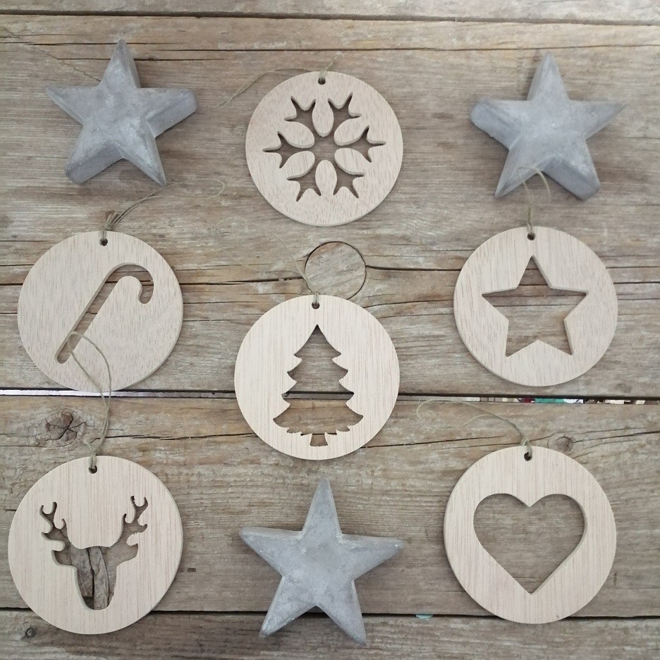 Adornos árbol Navidad - Bolas de madera (6 unidades)