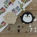 Pingüinos navideños madera