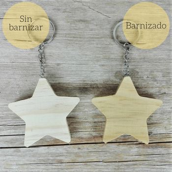 Estrella de madera llavero