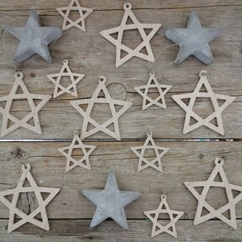 Adornos árbol Navidad - Estrellas de madera (6 unidades)