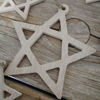 Adornos árbol Navidad - Estrellas de madera (6 unidades)