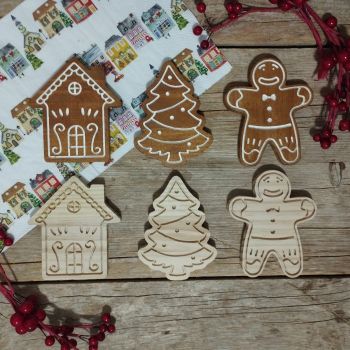 Pack figuras navideñas madera (6 unidades)